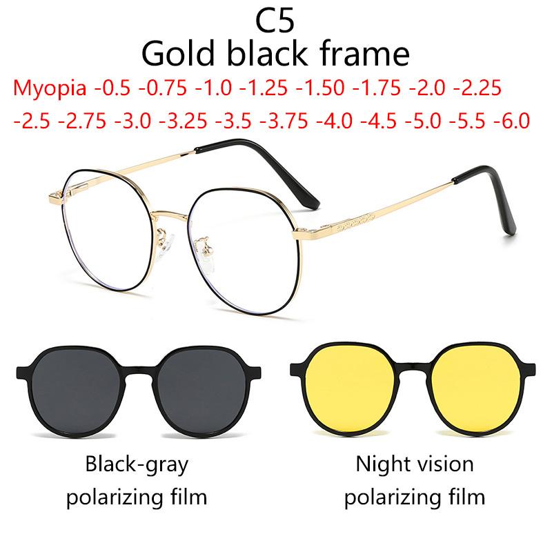 Myopia 3 In 1 Multifunctional Polarized Clips -0.5 To -6.0 Magnetic Metal Clip Sun Glasses Prescription Irregular Can Custom