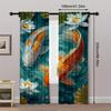 2pcs   African wild animal curtains. 29.53in×65.35in   41.34in×90.55in   51.18in×82.68in Green pond_ lotus goldfish pattern   100% P