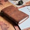 Vintage Leather Notebook - Loose-Leaf Kraft Journal with Strap, Soft Plain Cover Flip Diary Notepad
