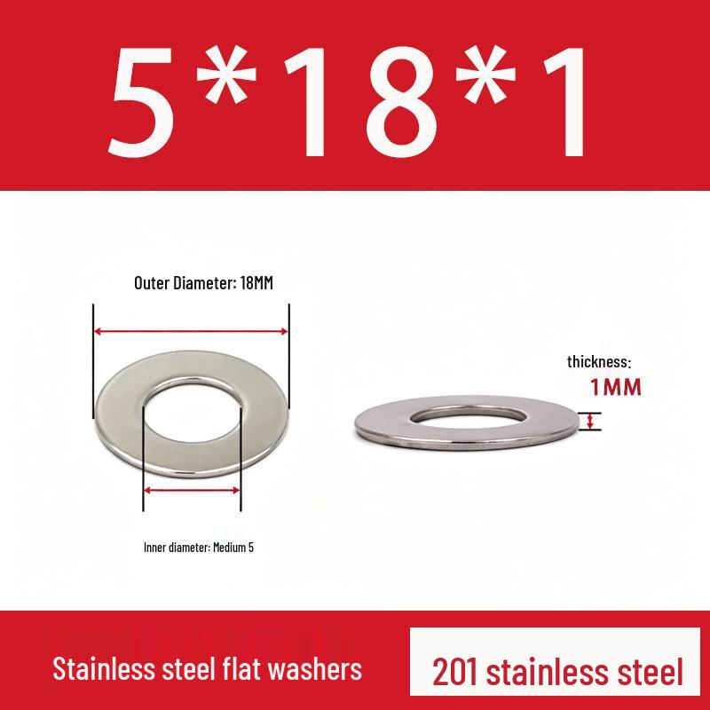 201 Stainless Steel Rust-proof Flat Washer - National Standard Hardware Fasteners with Complete Specifications, In Stock.