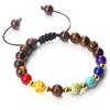 Adjustable Multicolor Beaded Bracelet with Volcanic Stone and Copper Alloy Beads