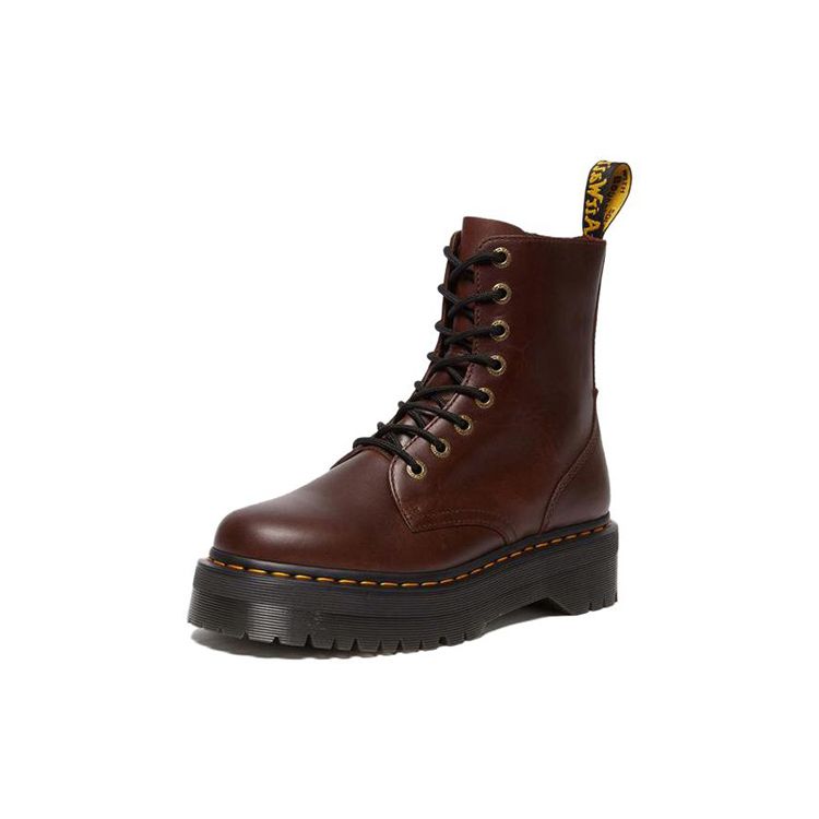 Dr. Martens Jadon Series Leather Round Toe Lace-Up Flat Short Boots Women boots Dark-Brown 31375201