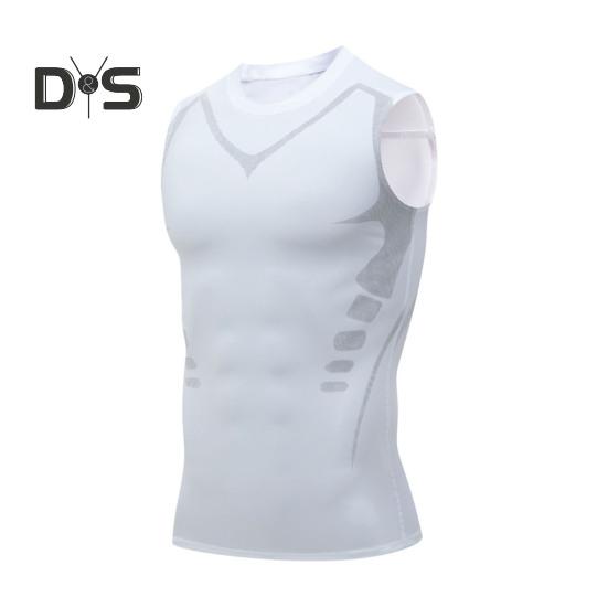 

Мужской спортивный жилет с круглым вырезом без рукавов, эластичный дышащий топ, корректирующий мышцы, спортивный компрессионный топ XXXL белый