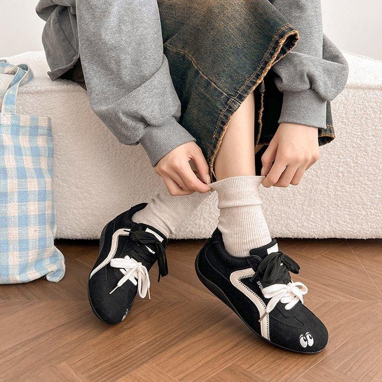 2025 new retro Dexun shoes versatile flat casual shoes women's sports board shoes 5cm breathable red