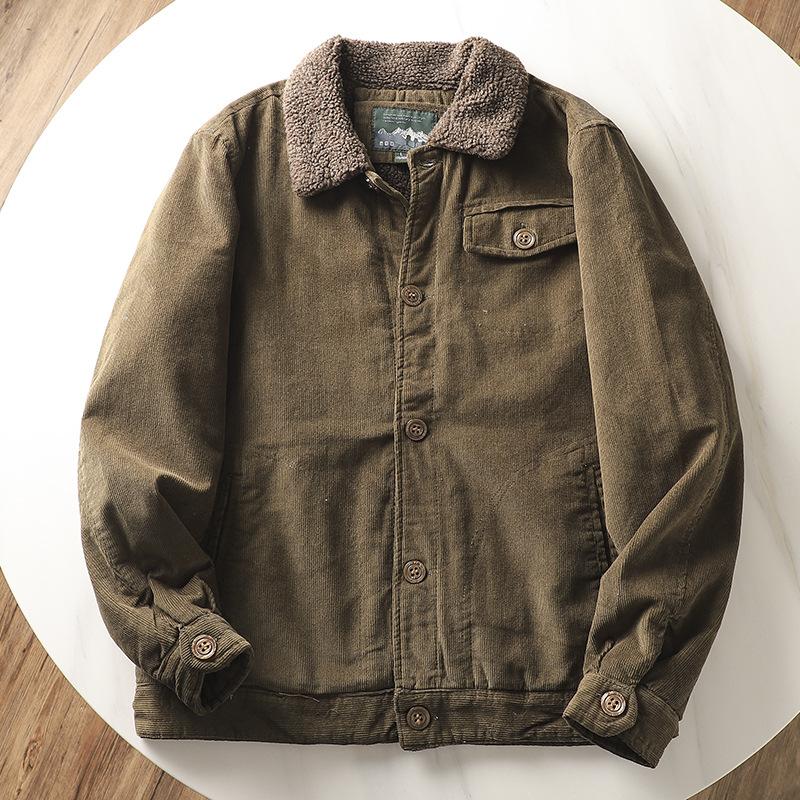 Men's Cotton-padded Clothes Wear Versatile Korean Jackets, Foreign-style Pure Cotton Loose Large-size Jackets, and Lapel Men's Clothing.
