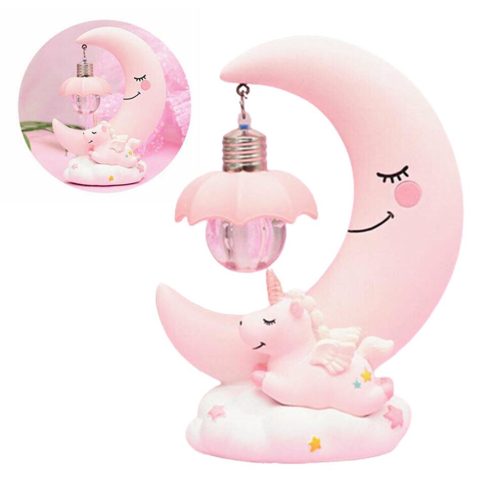 LED 3D Unicorn Bedside Desk Lamp Night Light Moon Lights Kids Bedroom