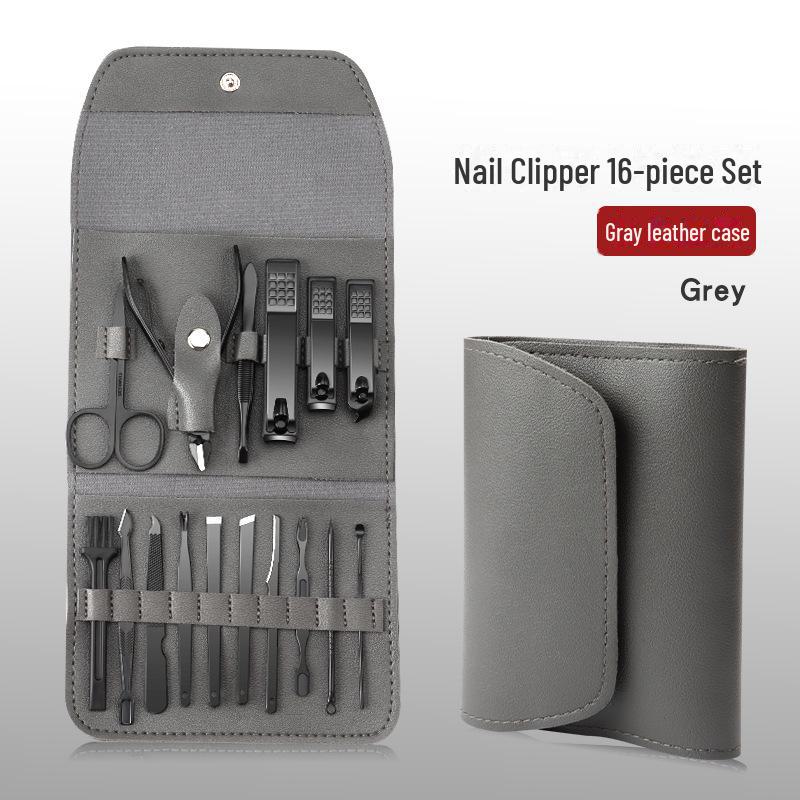 Spot 16-Piece Black Stainless Steel Nail Clipper & Pedicure Tool Set