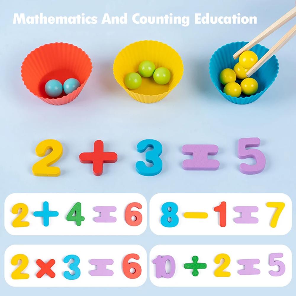 Brinquedo Montessori de Matemática Contagem Classificação Clipe Contas Jogos de Correspondência Habilidades Motoras Finas Número Cor Brinquedos Educacionais Sensoriais Para Criança