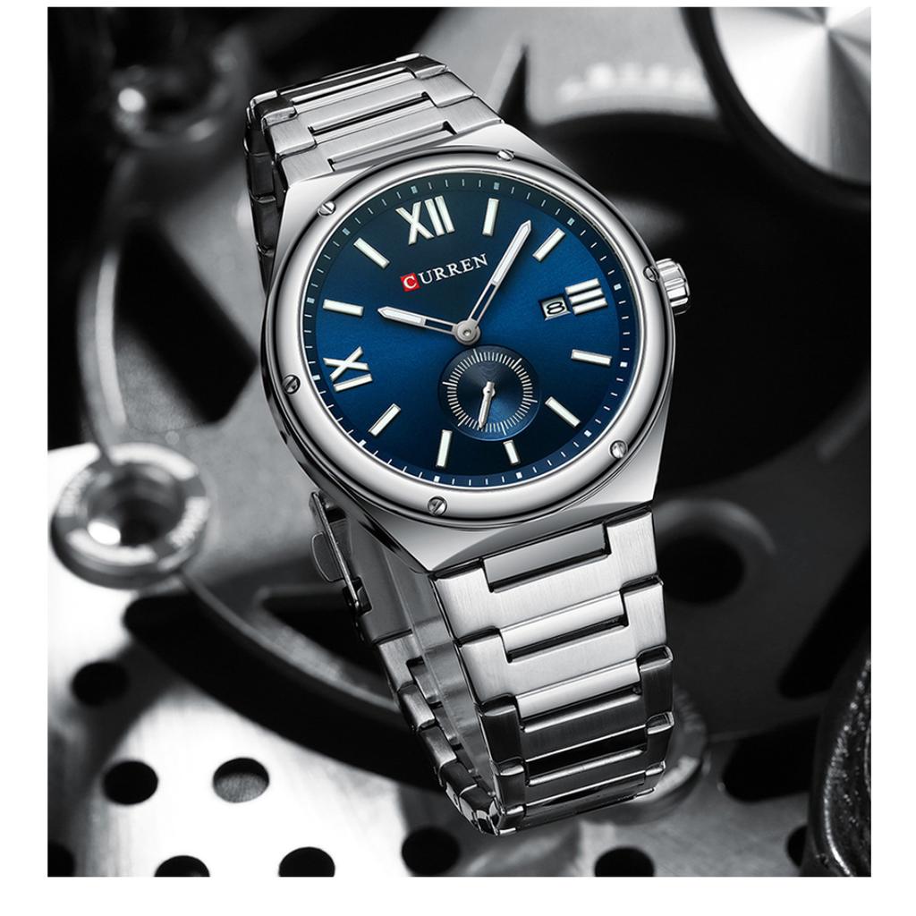 CURREN Luxury Watch Business Waterproof Male Clock Luminous Date Stainless Steel Square Quartz Men Watch Casual Business Wristwatch