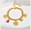 Stainless Steel Flower Bee, Butterfly Heart-shaped Charms Pendant Bracelet, Handmade Waterproof New Wrist Chain Jewelry