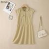 ZANZEA Women Casual Turn Down Collar Summer Short Sleeve Shirt Dress