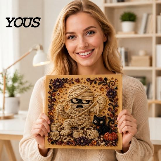 Manual Art Activities Ghost Faux Pearl Kit, Halloween Painting DIY Cute Festive Room Decor Absurd Skeleton 3D Craft Kit for Adults, Holiday