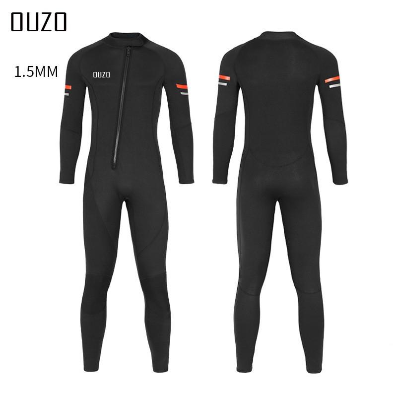 OUZO Mens 1.5mm Neoprene Wetsuit Full Body Diving Suit Surfing Snorkeling Cold Water Swimming Winter Dive