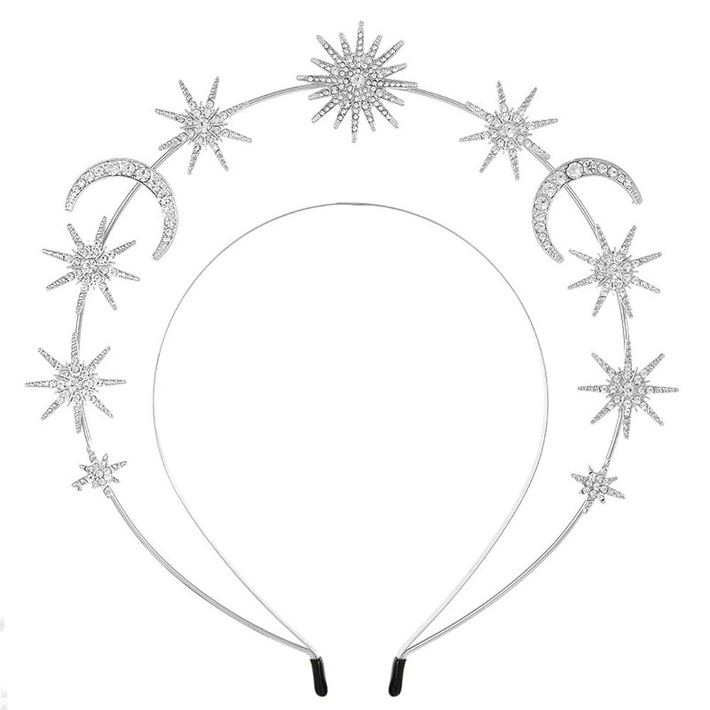 Gold Silver Color Crystal Star Hairband Sparkling Stars Tiaras Bridal Crown Hair Accessories Headwear Princess Queen