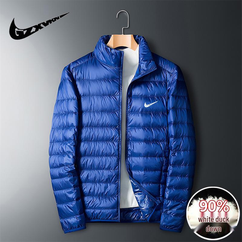 Jachetă de puf ușoară pentru bărbați, mărimi mari, casual și rezistentă la vânt pentru toamnă/iarnă