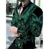 Men's Black Golden Baroque Shirt / Double-Headed Eagle / Light Luxury Business Long Sleeve Lapel