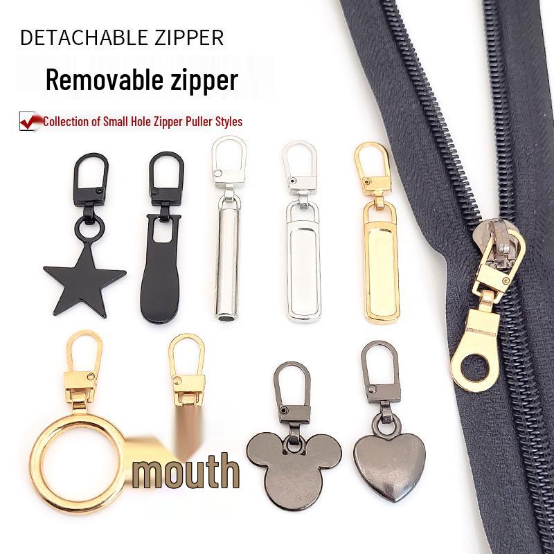 Detachable Metal Zipper Pull Tab Accessory for Bags, Shoes, and Clothes Repair