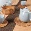 6 Teile/satz Untersetzer Set Runde Geschirr Tischset Schüssel Matte Rattan Weben Pad