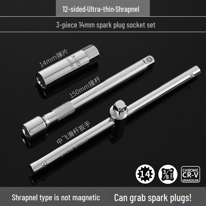 Universal Magnetic Spark Plug Socket Wrench (14/16mm) for Easy Spark Plug Removal and Installation