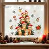 Reusable Glass Stickers Christmas Static Window Clings, Orange Cat Tree Stickers, Santa Hat Kitten Party Supplies Xmas Decals, Festive Holiday