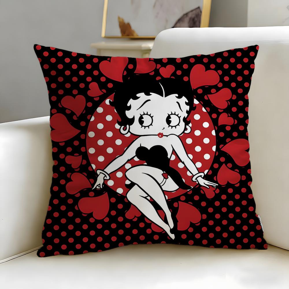 classic cartoon character Betty Boop Cushion Cover Soft EasyWash Pillow Case Versatile for Couch Bed Travel and Office