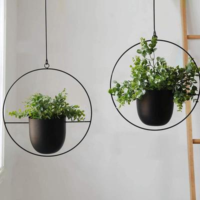 Moderner Hängepflanzer Geometrischer Eisenblumentopf mit Hängekette Wanddeckenpflanzer Aufhänger Zimmerpflanzenhalter Topf für Innen Außen Dekoration