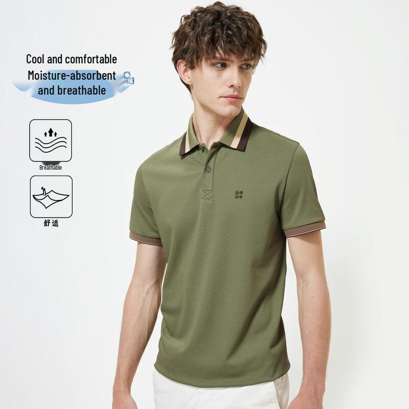 Hodo Men's Linen Silk Blend Short Sleeve Polo Shirt
