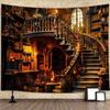 Wandteppich mittelalterlich gotisch Fantasy Haus Wand