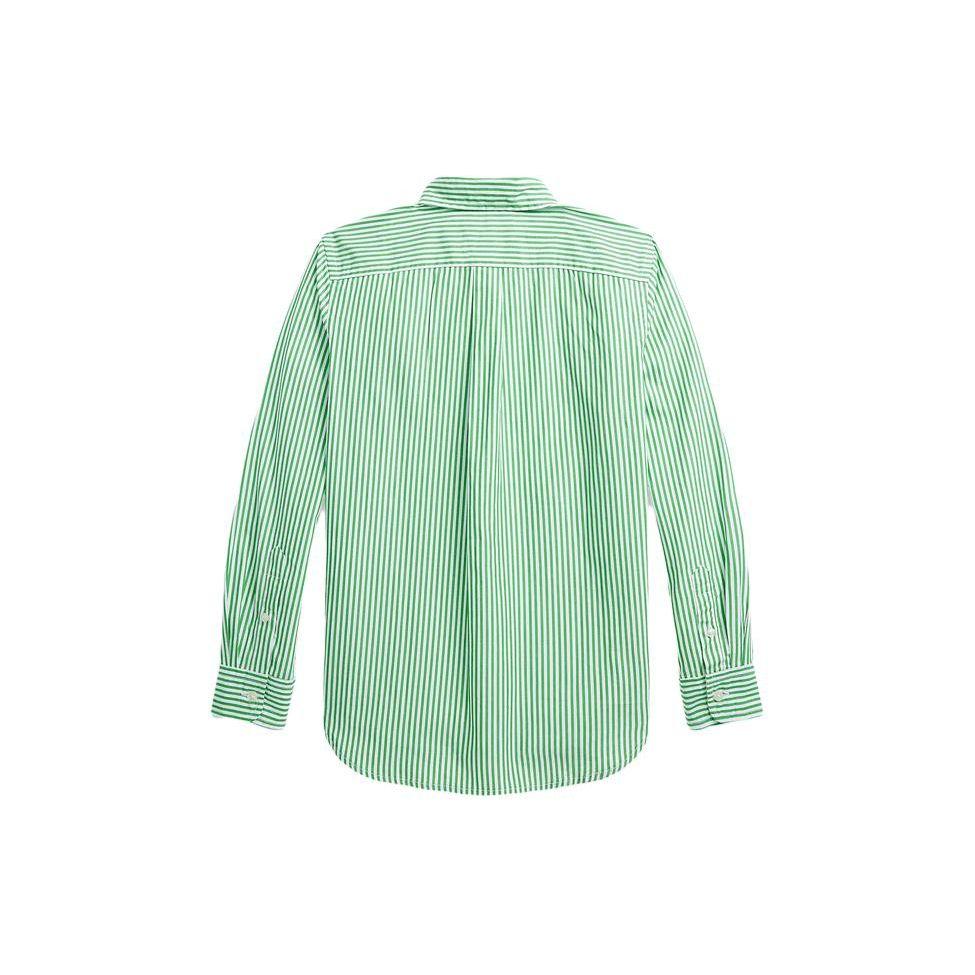 Polo Ralph Lauren SS23 Striped Logo Pony Embroidered Single-Breasted Long Sleeve Shirt Kids Shirts Green CWPOWOVY6820349-300