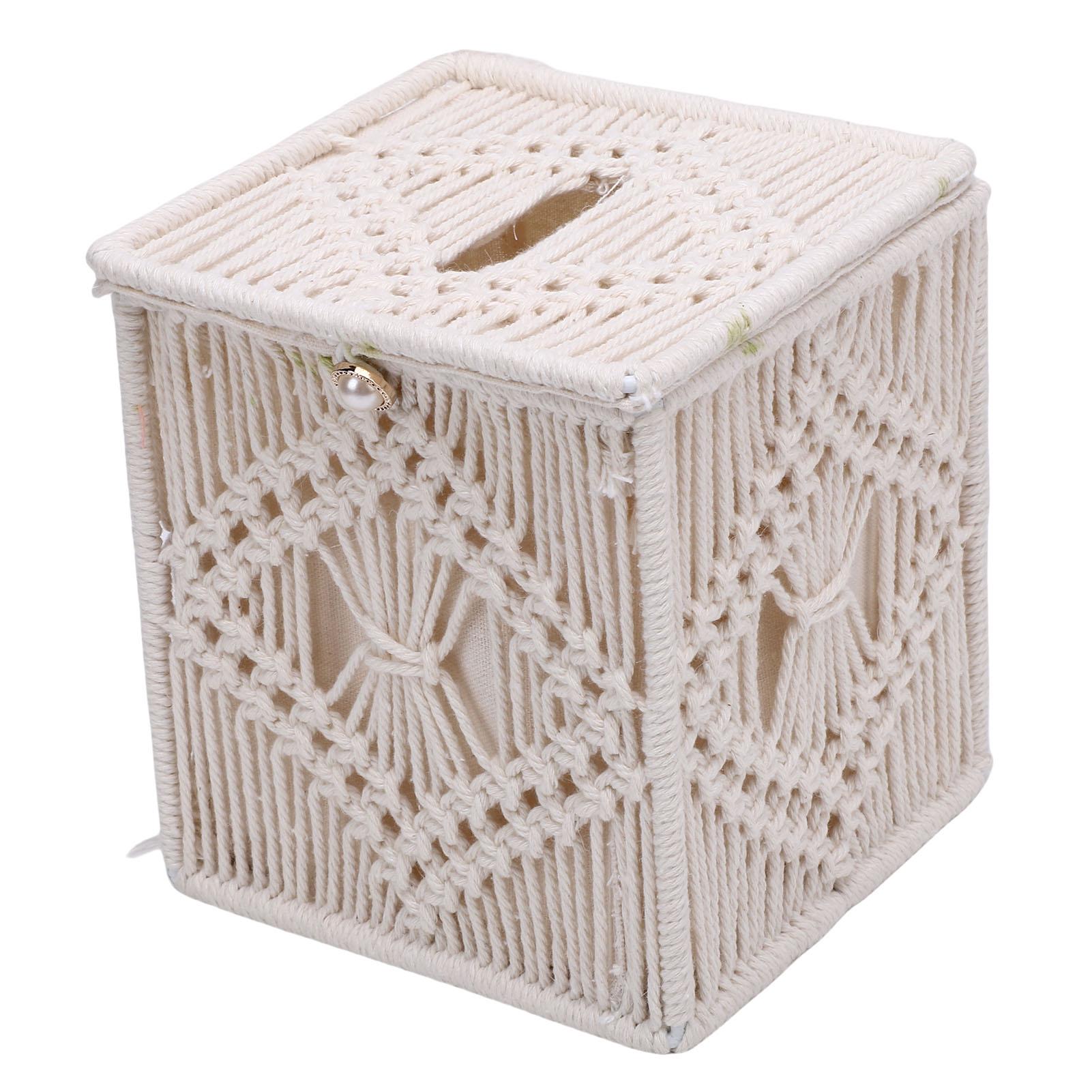 

Bohemian Tissue Box Cover Handmade Woven Decorative Desktop Napkin Holder Box for Bathroom Bedroom Living Room