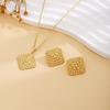 Peach Heart Spiral Tree Leaf Earrings & Necklace Set - Luxury High-End Metal Style Fashion for Women