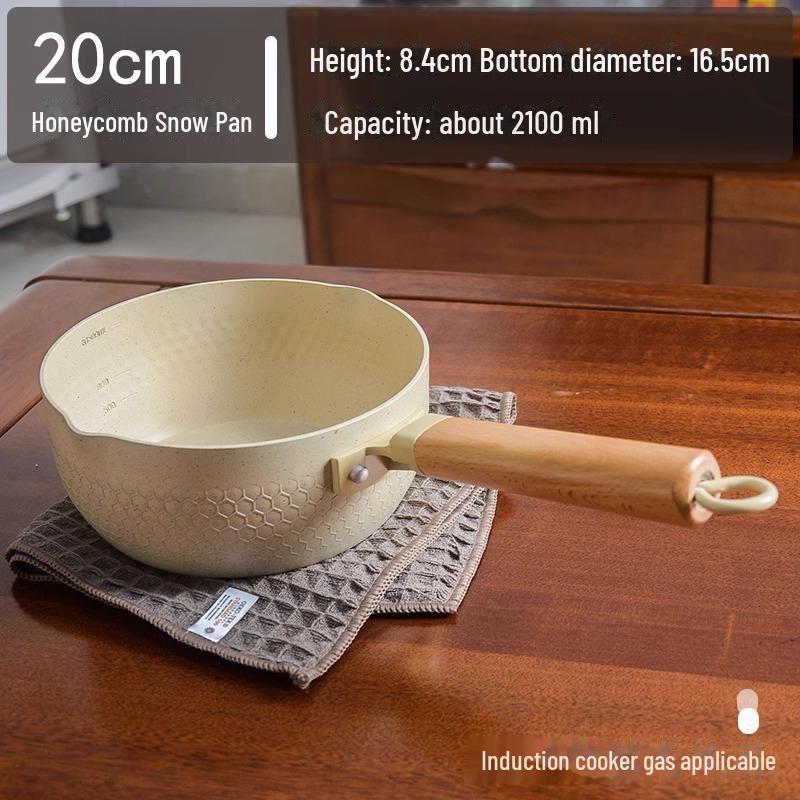 Golden Hammer Pattern Japanese-Style Non-Stick Flat Pot with Steamer, Suitable for Soups, Milk, and Induction Cookers