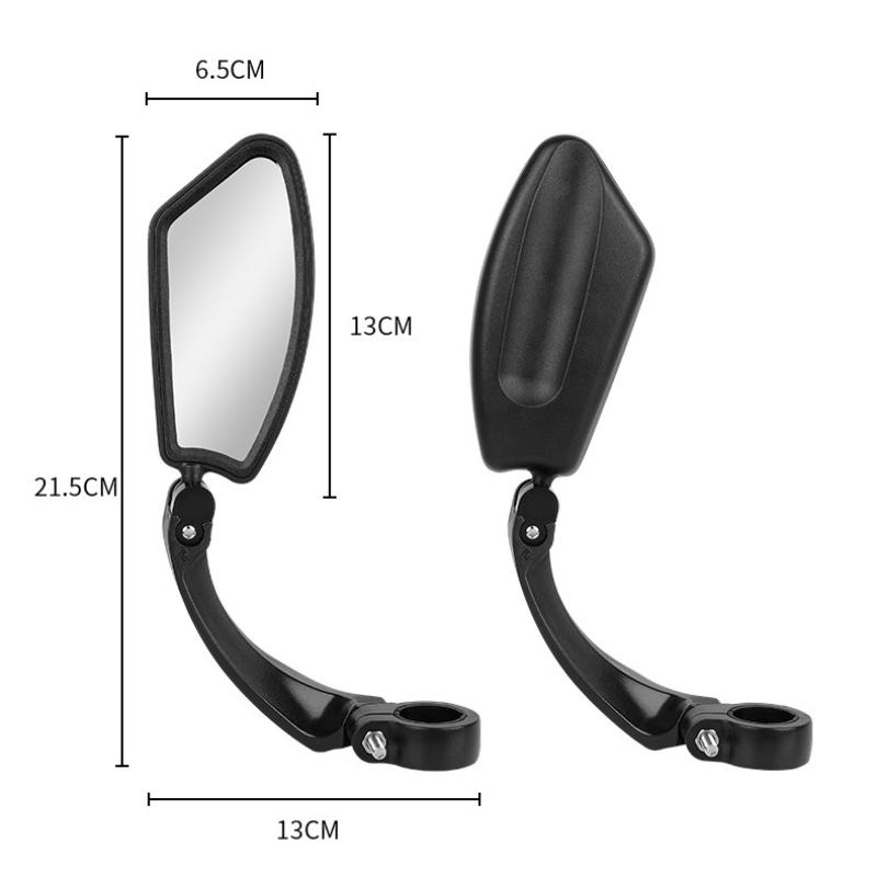 2pcs Bicycle Handlebar Rear View Mirrors 21-26mm Handlebars Square Mirror Rotation Adjustable Scooter Unilateral Rearview Mirror