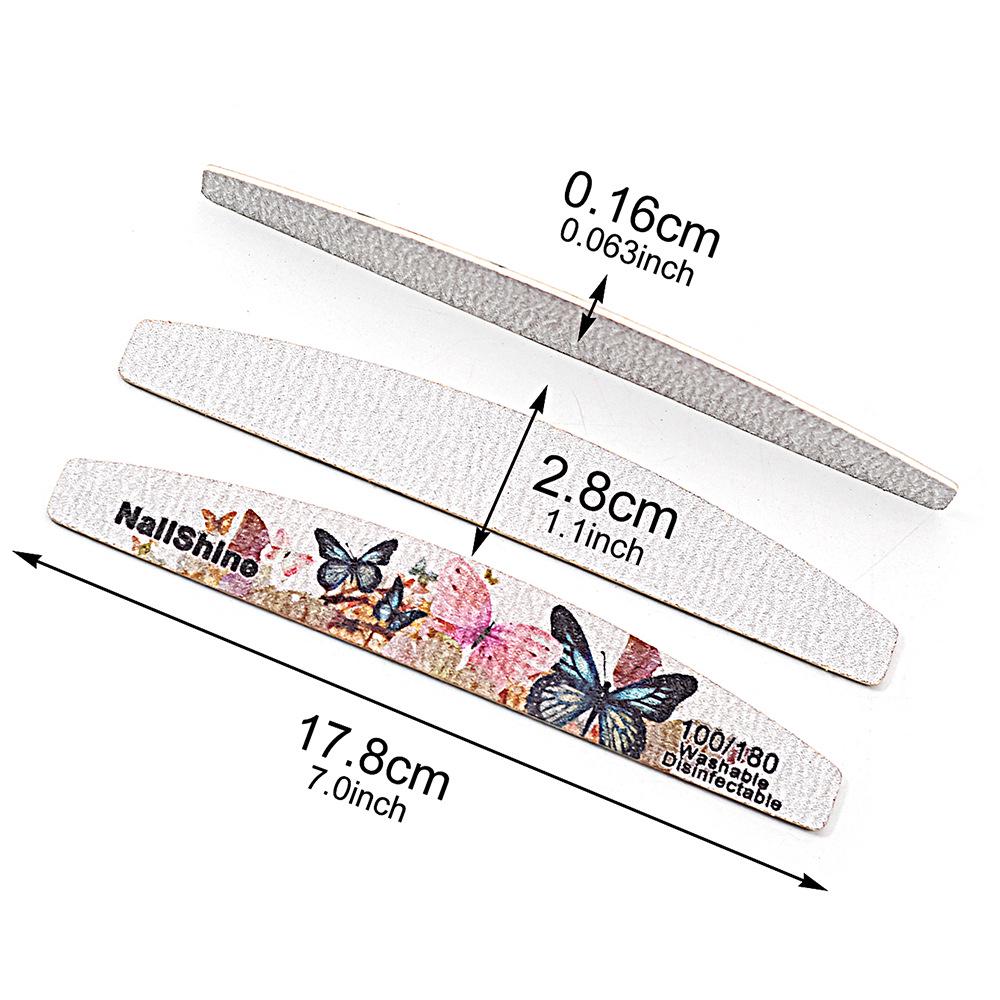 Crescent Butterfly Multi-color Ultra-thin Nail Sanding File - Double-sided Shaping Strip for Salon