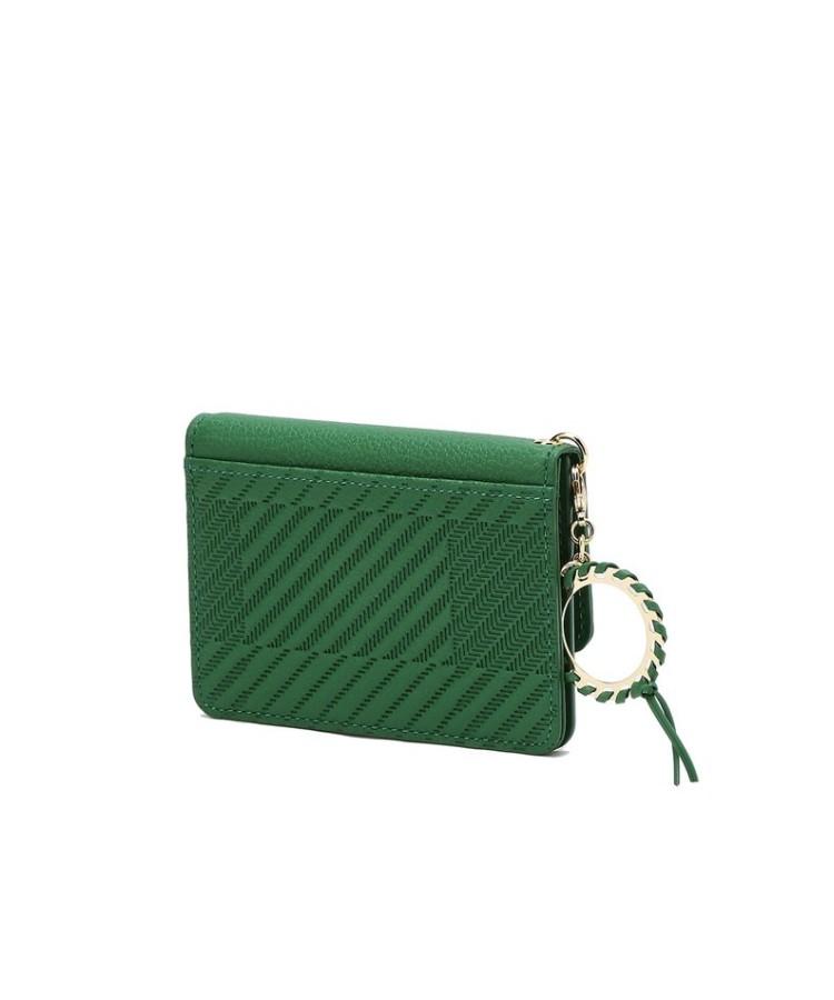Daks Womens Accessories Green Logo Color Block Cowhide Card Wallet_Dcho5F162E2