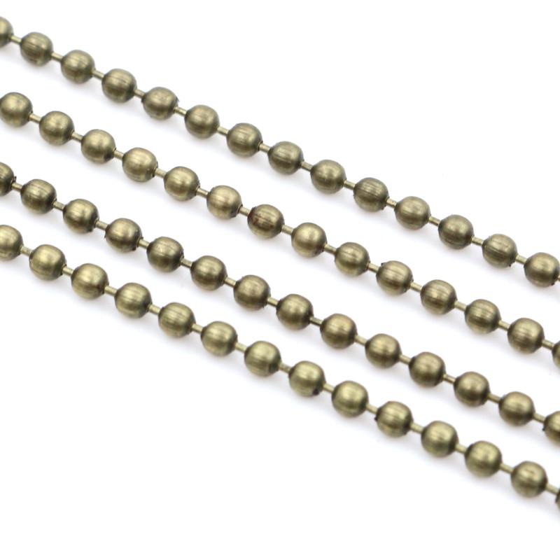 5 Meters/lot 1.5mm 2.0mm 2.4mm Gold Bronze Silver Plated  5 Colors Ball Beads Chain Necklace Beaded DIY Jewelry Findings