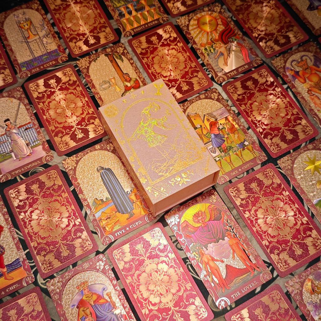 Waite Tarot Gold Foil Cards: Original Tarot Deck with Color Printed, Waterproof Cards & English Guide. Perfect for Table Gameplay.