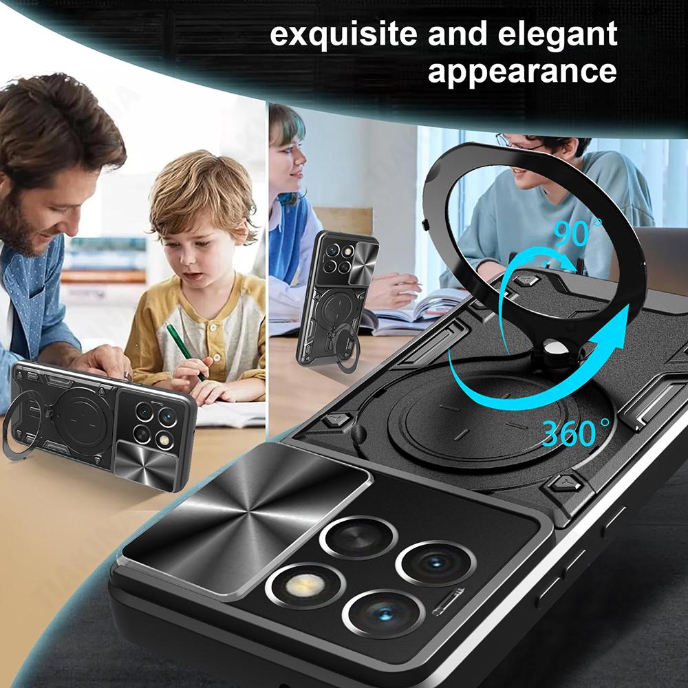 Slide Lens Armor Funda for Honor X6C 4G Case for Honor X8C X6B X8B 200 Smart Play 60 Plus Case Magnetic Ring Stand Holder Cover