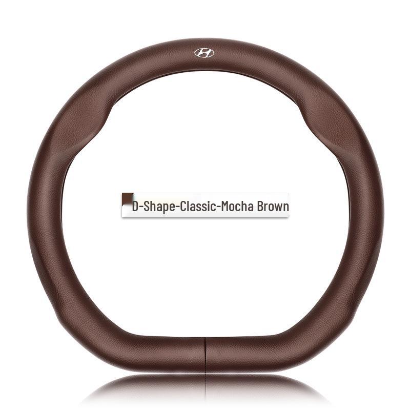 Premium Genuine Leather Steering Wheel Cover for Modern Cars: Mistra, Tucson, Santa Fe, Reina, IX35, IX25, Elantra, Langdong