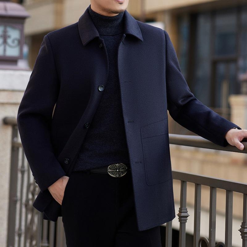 

Зимнее двухстороннее кашемировое пальто для мужчин, средней длины, съемная пуховая подкладка, шерстяное пальто, универсальное для папы 195