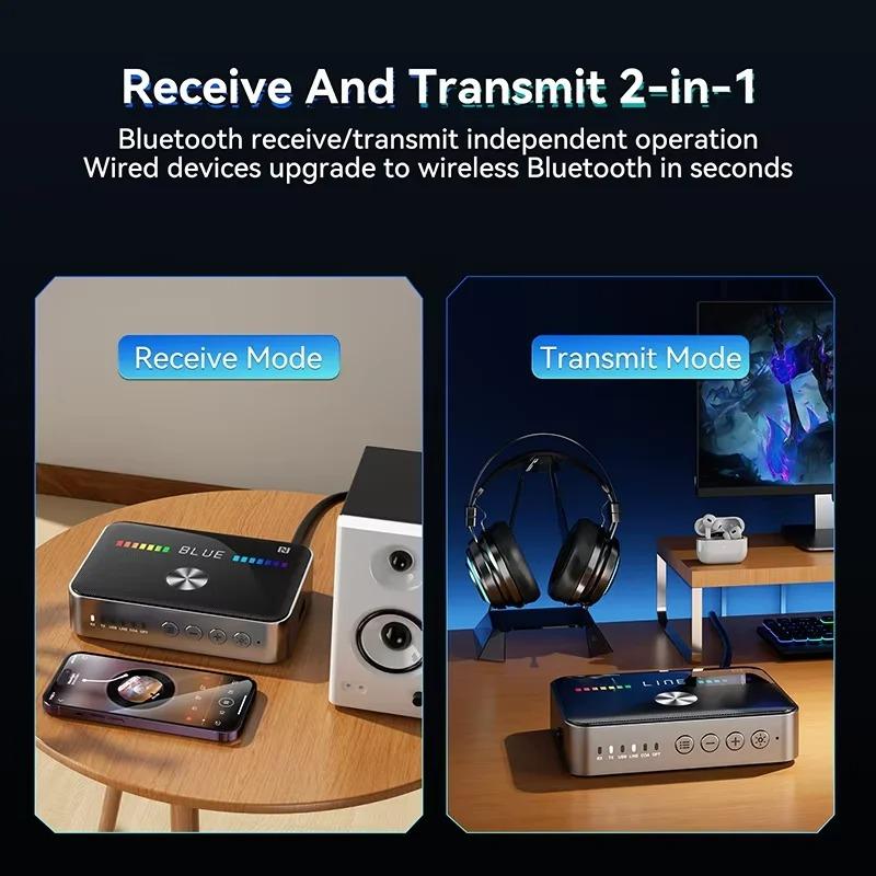 NFC Bluetooth 5.3 Receiver Transmitter Digital To Analog Converter DAC Low Latency Wireless Audio Adapter for TV PC Car Speaker