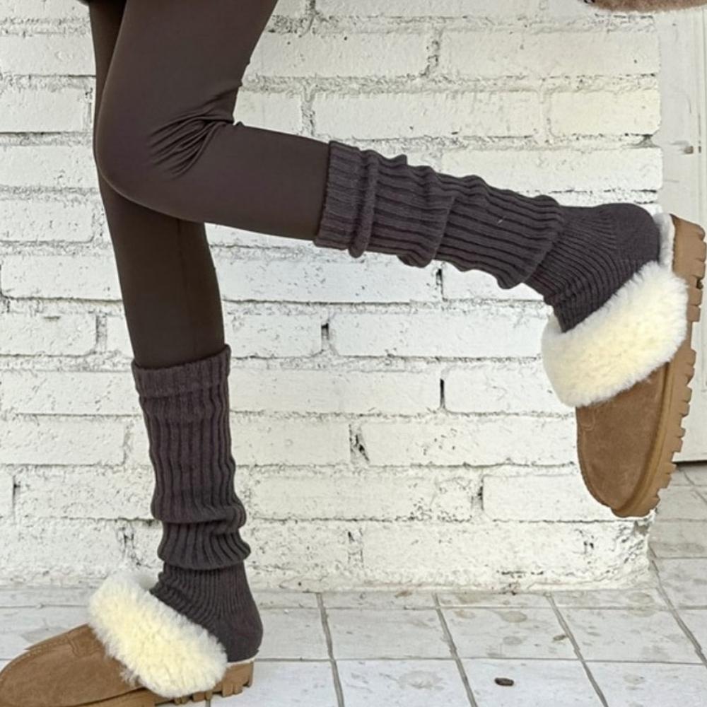 Winter Knit Leg Warmers – Thick Ribbed Design,6COLOR From Korea