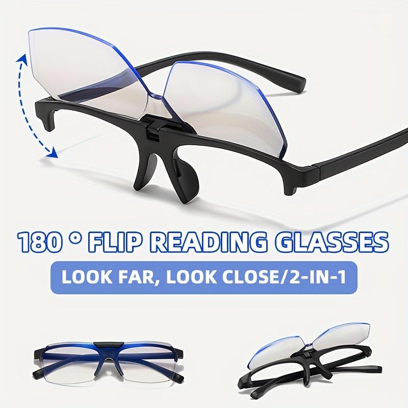Lunettes Presbytie à Teinte Ajustable Pour Hommes&Femmes Lunettes de Lecture avec Couvercle Rabattable Lumière Bleue Anti-Dérapantes Lunettes de Vue Lunettes de Soleil