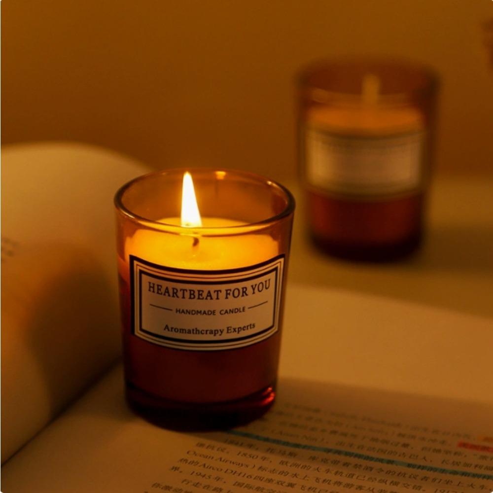 Small Tea Scented Candle Glass Bottle Handmade Plant Wax Indoor Scented Candle Smoke-free