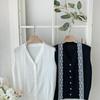 New ArriVals Open Run Women Lace Detail V Neck Knit Vest And Scarf Set