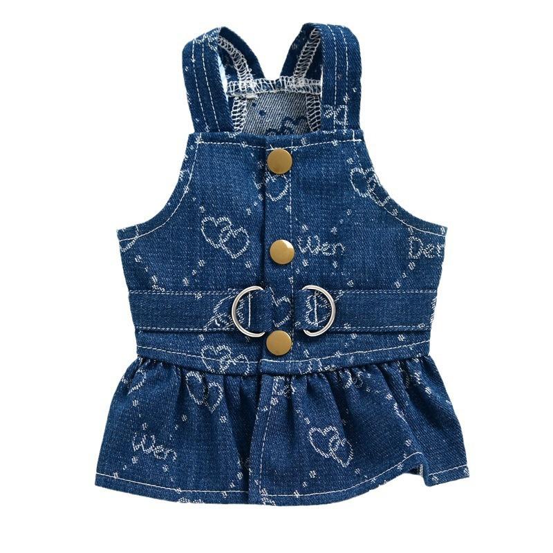 Pet Couple Clothing Denim Small Dog Dog Clothing Traction Skirt Spring Autumn Summer