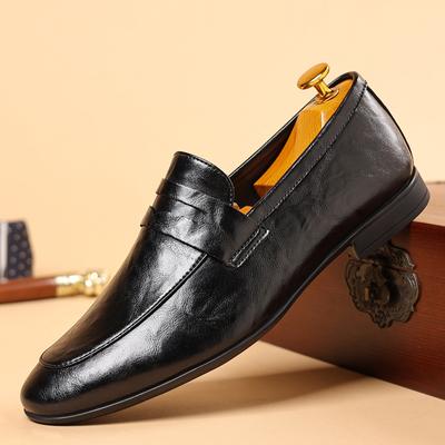 Wiosenne mokasyny biznesowe ze szpiczastym noskiem, klasyczne, z prawdziwej skóry, męskie buty codzienne, na miękkiej podeszwie, wygodne buty do jazdy, buty ślubne