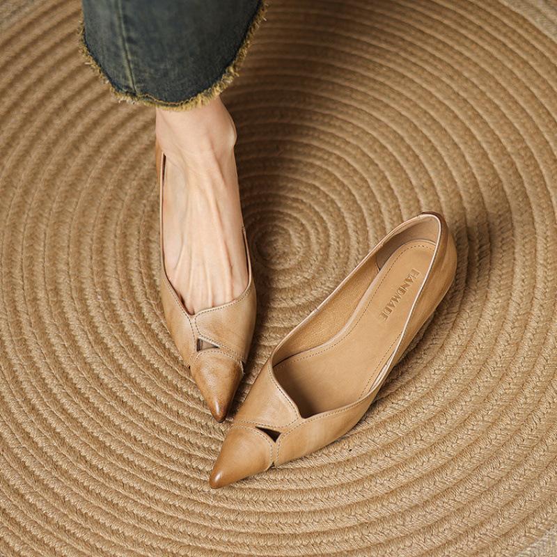 French Retro Stiletto Shoes Spring New Foot Cover Shallow Mouth Commuting Versatile Pointed Four Seasons Temperament Women's Versatile Single Shoes