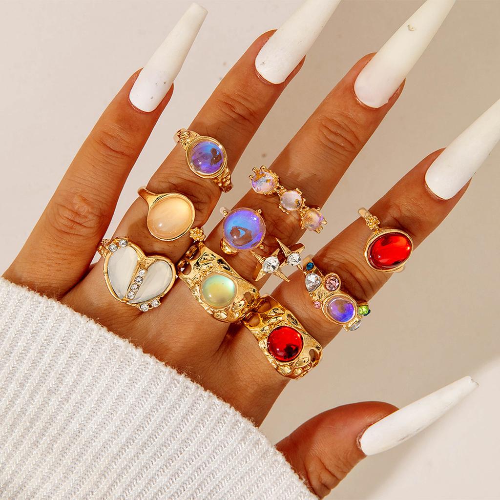 Sweet and cool pink diamond ring, love bow cold ring set.