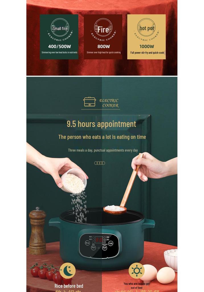 Multi-Functional Electric Cooker: Hot Pot, Stir-Fry, and Noodle Maker for Dorms and Bedrooms